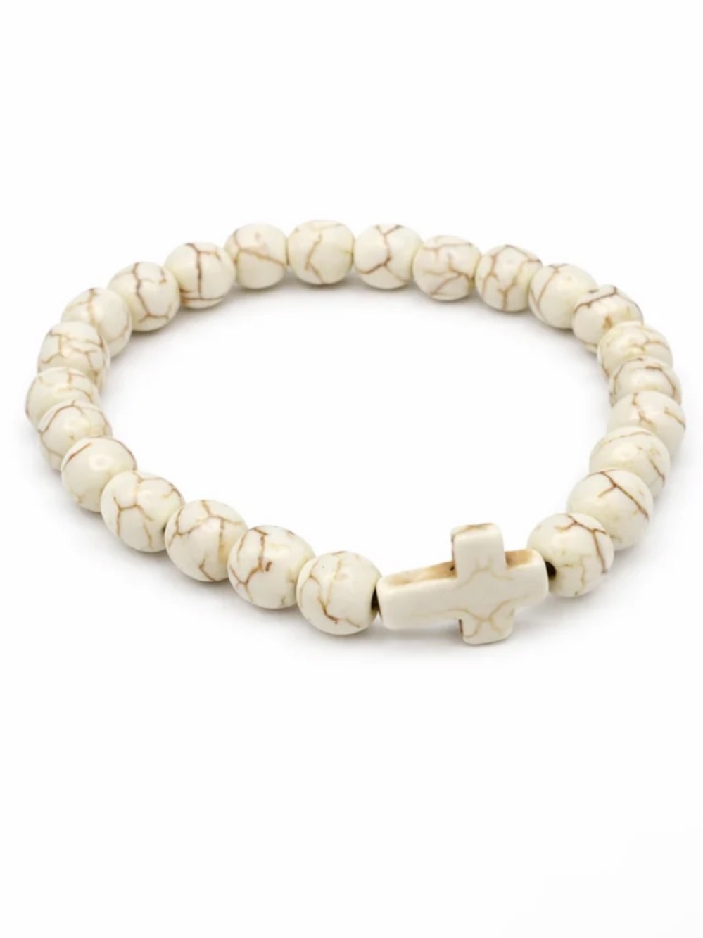 🆕 Oshena White Turquoise Calma Cross Stretch Bracelet